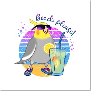 Summer Cockatiel BEACH PLEASE Posters and Art